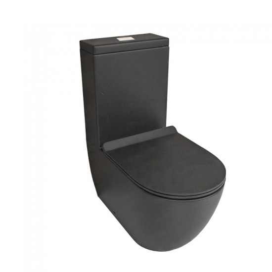 630x360x830mm Ceramic Black Rimless Back To Wall Toilets Suite Two Piece Toilets 